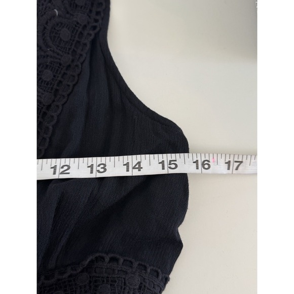 Sweet Lovely by Jen Maxi Dress Black Cochet Surplice Babydoll Empire V Neck Sz L - Picture 8 of 9